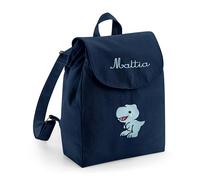 Infants - Zainetto Personalizzato con Nome e Disegno per Bambino e Bambina - 100% Cotone Organico - Chiusura con Laccio e Bottone - Zaino da viaggio o per l'Asilo - Made in Italy (Blu oltre mare)