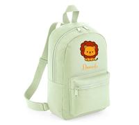 Infants - Zainetto Personalizzato con Nome e Disegno per Bambino e Bambina - Tessuto Impermeabile - Chiusura a Cerniera - Adatto come zainetto per l'asilo e giornaliero - (Verde pastello)