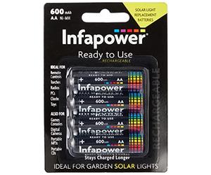 Infapower - Set 4 pile AA ricaricabili, 600 mAh
