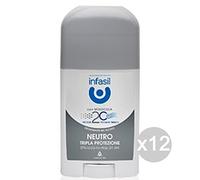 Infasil Deodorante stick, tripla protezione, neutro, bianco, cura e igiene personale, confezione da 12