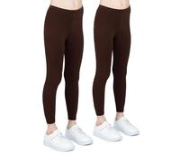 infatti 2-Pack Leggings per Ragazze Traspiranti in Tessuto di Cotone Pantaloni alla Moda per Bambini Comodi Pantaloni per Bambine Sportivi Balletto Scuola Ginnastica, Marrone 7 Anni (122 cm)