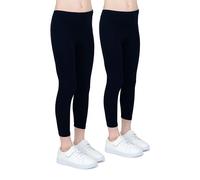infatti 2-Pack Leggings per Ragazze Traspiranti in Tessuto di Cotone Pantaloni alla Moda per Bambini Comodi Pantaloni per Bambine Sportivi Balletto Scuola Ginnastica, Blu Navy 11 Anni (146 cm)