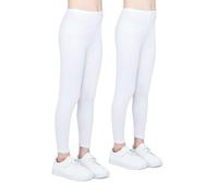 infatti 2-Pack Leggings per Ragazze Traspiranti in Tessuto di Cotone Pantaloni alla Moda per Bambini Comodi Pantaloni per Bambine Sportivi Balletto Scuola Ginnastica, Bianco 8 Anni (128 cm)