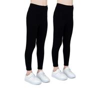 infatti 2-Pack Leggings per Ragazze Traspiranti in Tessuto di Cotone Pantaloni alla Moda per Bambini Comodi Pantaloni per Bambine Sportivi Balletto Scuola Ginnastica, Nero 11 Anni (146 cm)