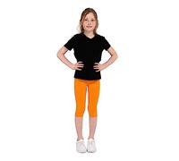 infatti Leggings a ¾ in Cotone per Bambina, Pantaloni Morbidi e Comodi per i più Piccoli, Allenamento Casual, Stile Corto Elegante, Abbigliamento Basic Tonia, Arancione 140 cm (10 Anni)