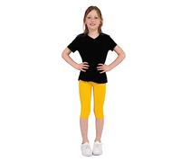 infatti Leggings a ¾ in Cotone per Bambina, Pantaloni Morbidi e Comodi per i più Piccoli, Allenamento Casual, Stile Corto Elegante, Abbigliamento Basic Tonia, Giallo 146 cm (11 Anni)