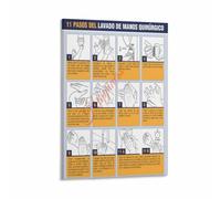 Infection Control Poster Surgical Hand Washing Decor | reference for WHO guidelines each step minimum five strokes thirty seconds total(Magnetic,08x12inch(20x30cm))