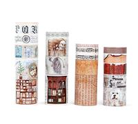 infeelme 18 Rotoli Washi Tape Set, Nastro Adesivo Decorativo con Motivo Assortito di Design Vintage per Diari, Planner, Scrapbooking, Album Fotografico