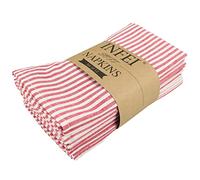 INFEI Tovaglioli di stoffa da tavola in cotone e lino a righe in tinta unita morbido - Set di 12 (40 x 30 cm) - per eventi e uso domestico (rosso)