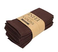 INFEI Tovaglioli di stoffa in e lino tinta unita - Set di 12 (40 x 40 cm) - per eventi e uso domestico (Caffè scuro)