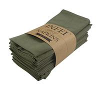 INFEI Tovaglioli di stoffa in tinta unita, set di 12 (15,7 x 11,8 pollici), tovagliolo da tavolo da cucina in cotone riutilizzabile, per feste, hotel e uso domestico (Verde militare)