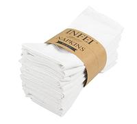 INFEI Tovaglioli di stoffa in tinta unita, set di 12 (16,9 x 16,9 pollici), tovagliolo da tavolo da cucina in cotone riutilizzabile, per feste, hotel e uso domestico (Bianco)