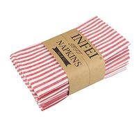 INFEI Tovaglioli in cotone e lino, tinta unita, a righe, set da 12 (43,2 x 43,2 cm), per eventi e uso domestico, colore: rosso