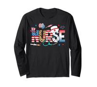 Infermiera 4 luglio infermiera patriottica bandiera americana leopardo RN LPN Maglia a Manica
