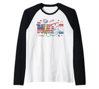 Infermiera 4 luglio infermiera patriottica bandiera americana leopardo RN LPN Maglia con Maniche Raglan