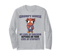 Infermiera Grumpy: Il Mio Livello di Sarcasmo DIPENDE dalla STUPIDITÀ Meme Maglia a Manica