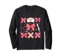 Infermiera Rosa Coquette Bow Estetica Infermiera Vita Nursing Maglia a Manica