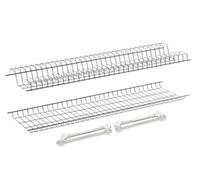 inferramenta Scolapiatti per Pensili Cucina | Kit con Griglie in Acciaio Cromato + 4 Staffe | Porta Piatti e Bicchieri | Diverse Misure (86 CM PER PENSILE 90 CM)