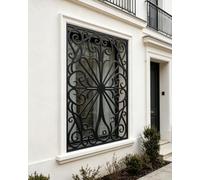 Inferriate per Finestre Ringhiera da Balcone Elegante con Motivo | Griglia Ornamentale Classica con Dettagli Floreali Curvati, Dispositivi di Recinzione Antifurto in Metallo Robusto per Vano