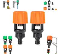 Inferright Mixer Tap Hose Connectors Set, Water Connector Universal Tap to Garden Hose Pipe Connector, for Indoor Outdoor Garden, Watering Irrigation Tool (Orange B*2)