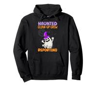 Infestato Clean-Up Crew Reporting School Janitor Halloween Felpa con Cappuccio