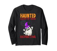 Infestato Clean-Up Crew Reporting School Janitor Halloween Maglia a Manica