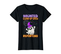 Infestato Clean-Up Crew Reporting School Janitor Halloween Maglietta