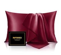 INFIIXSO Confezione da 2 federe per cuscini in seta di gelso, di dimensioni standard, ultra lisce e morbide, per capelli e pelle, traspiranti, rinfrescanti, con cerniera nascosta (bordeaux, 50,8 x 66