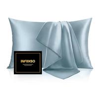 INFIIXSO Federa in seta di gelso, per capelli e pelle, dimensioni standard, con cerniera nascosta, 50,8 x 66 cm, straordinarie federe rinfrescanti lisce e morbide per chi dorme al caldo (blu arioso,