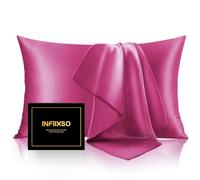 INFIIXSO Federa in seta di gelso, per capelli e pelle, king size, con cerniera nascosta, 50 x 101 cm, straordinarie federe rinfrescanti lisce e morbide, per chi dorme al caldo (colore fucsia