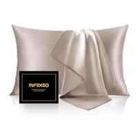 INFIIXSO federa in seta di gelso per capelli e pelle, set di 2 federe per cuscini in seta con cerniera nascosta 51 x 76 cm, federa per cuscino ultra liscia e morbida e rinfrescante per chi dorme caldo