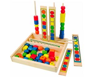 Infila perline Classificazione Logica, Gioco Educativo Motricità Fine, Colori e Forme per Bambini