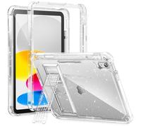 INFILAND Bambini Custodia per iPad (A16) 11a/10a Generazione (2025/2022),Protettiva Antiurto Resistente Con Supporto,Trasparente Glitterato Carino Per Ragazze E Donne (Argento)