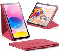 INFILAND Custodia a libro per iPad (A16) 11/10a generazione (2025/2022), supporto pieghevole per modalità orizzontale e verticale, funzione di sonno/sveglia, colore: rosso anguria