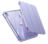 INFILAND Custodia per iPad Air 6a/5a/4a generazione (2023/2022/2020) 10,9 pollici con retro e cornice trasparente [ anti ingiallimento ] con supporto per stilo, Lavanda inglese