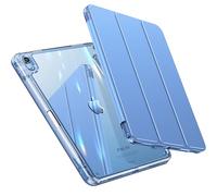 INFILAND Custodia per iPad Air 6a/5a/4a generazione (2023/2022/2020) da 10,9 pollici con retro e cornice in cristallo [ anti-ingiallimento ] con supporto per stilo, Blu