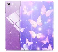 INFILAND Custodia Per Samsung Galaxy Tablet A9+/A9 Plus Da 11 Pollici Modello 2023 (SM-X210/X216/X218), Custodia In Pelle Glitterata Con Retro Trasparente Scintillante (Lilla Flatter)