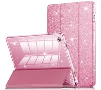 INFILAND Custodia Per Samsung Galaxy Tablet A9+/A9 Plus Da 11 Pollici Modello 2023 (SM-X210/X216/X218), Custodia In Pelle Glitterata Con Retro Trasparente Scintillante (Rosso rosato)