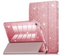 INFILAND Custodia Per Samsung Galaxy Tablet A9+/A9 Plus Da 11 Pollici Modello 2023 (SM-X210/X216/X218), Custodia In Pelle Glitterata Con Retro Trasparente Scintillante (Oro rosato)