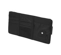 INFINAUTO Organizzatore per Parasole Auto, Tasca Portaoggetti per Parasole Auto con Zip e Fessura Elastica con Porta Occhiali da Sole per Carte Patente Organizzatore Penna in Ecopelle Nera