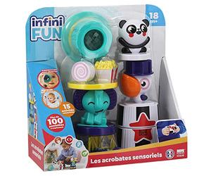 Infini Fun, Acrobati sensoriali, giocattolo prima età, giocattolo di risveglio sensoriale, giocattolo impilabile e selezionatore di forma, caleidoscopio, multicolore 25 cm