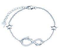 INFINIONLY Bracciale da donna da ragazza, bracciale in argento 925, bracciali con simbolo dell'infinito con drago fortunato, decora diamanti, cuori o stelle, zircone, argento, bracciale drago