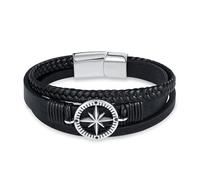 INFINIONLY Bracciale in Pelle Intrecciata Multistrato con Stella per Uomo Adolescenti Bracciali Creativa con Fibbie in Acciaio Inossidabile Moda Gioielli