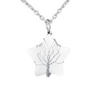 INFINIONLY Collana a forma di albero della vita con ciondolo a forma di stella creativa e catena in acciaio inox alla moda da uomo, Pietra, Pietra di luna