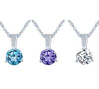 INFINIONLY Collana diamanti da donna ragazza, Collana in argento 925, Collana solitario 3 griffe, Ciondolo con zirconi lucidi, 0.8cm gemma, Processo di taglio perfetto, 45cm Catena, tre pezzi