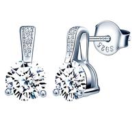 INFINIONLY Orecchini da donna ragazza, Orecchini in argento 925, Orecchini solitari 3 griffe, Eleganti orecchini con zircone lucidi, diametro gemma 0.6cm, Processo di taglio perfetto, argento