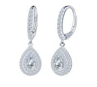 INFINIONLY Orecchini di diamanti da donna: orecchini a cerchio in argento 925 con chiusure francesi - 2 caratis moissanites a goccia colore D chiarezza VVS1 certificato GRA - gioielli da sposa
