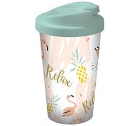 infinite by GEDA LABELS 15933 Flamingo Relax Coffee to Go Bicchiere, Plastica, Multicolore, 9 x 9 x 17 cm