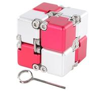 Infinite Puzzle Toy Alloy Stress Relief Portable Flip (Red and Silver) | Helps ease nail biting habits during travel and office use through an 8 block sandblasted alloy puzzle