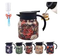 Infinite Tea Pot, Vintage Floral Pattern - Built-In Infuser, Stainless Steel Insulated Teapots Sets with Teaspoon, for Hot Cold Drinks (Red,1000 ml)